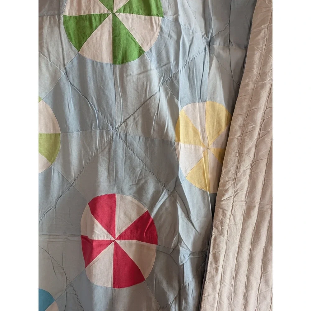Beach Ball Handmade Quilt Featuring a Curved Piecing Pattern 65 X 71 Twin Child